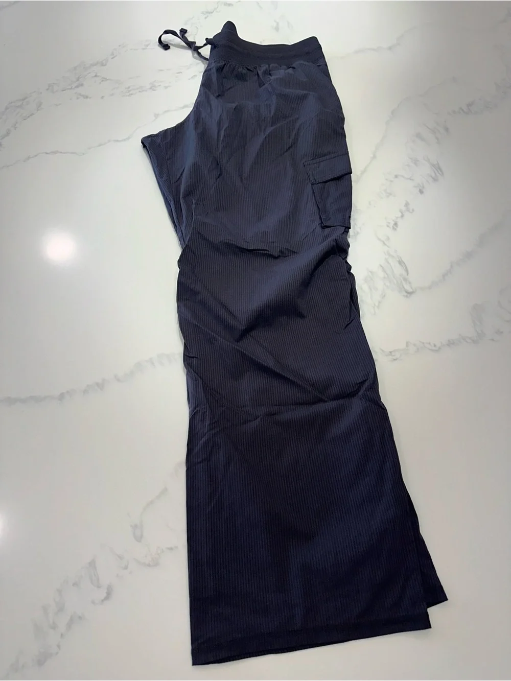 CHAMPION XL~CHARCOAL BLACK PINSTRIPED DANCE STUDIO SIDE POCKETS PANTS TIE WAIST
